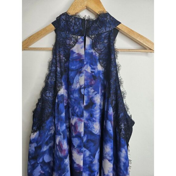 Badgley Mischka Britney Violet Multi Lace Sleeveless Mini Dress Size 12 - Picture 9 of 12